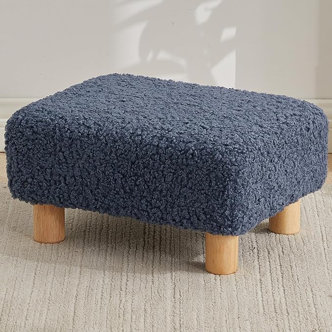 Small Foot Stool Ottoman, Sherpa Footstool Ottoman Foot Rest by FIMIVIBI
