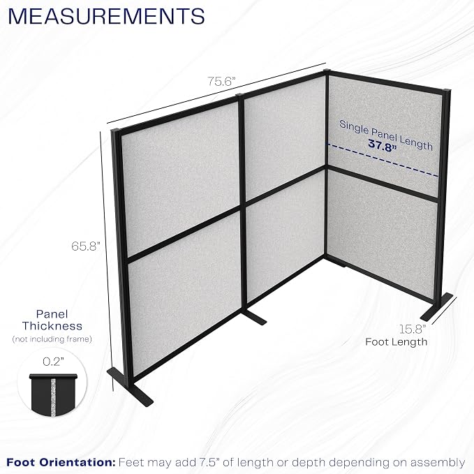 VIVO L-Shape Modular Corner Wall System, 3 Panels, Modern Professional Office - Image 3
