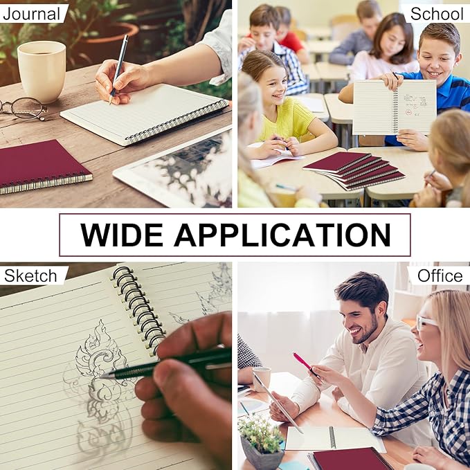 Yahenda 18 Pcs Spiral Notebook Bulk A5 Journal Lined 8.3'' x 5.5'' Writing Composition Paper Small Notepad Subject Notebook for Students Office Business Back to School Supplies (Wine Red)-DeskLoop Office