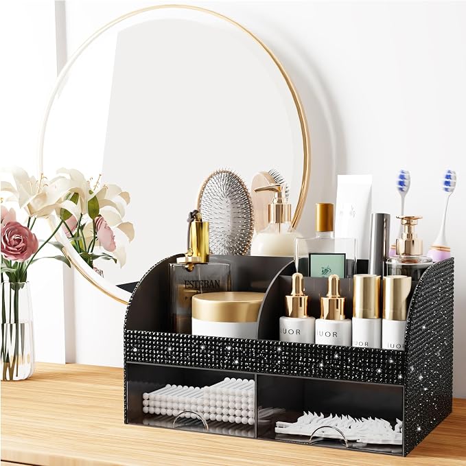 Bling Makeup Organizer with Drawers, Cosmetic Storage - Image 4
