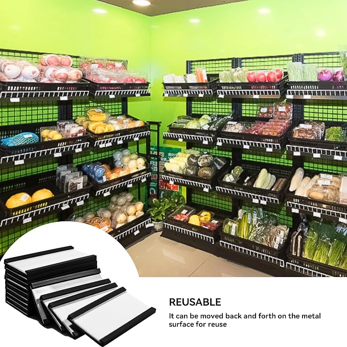 100 Pack Magentic Label Holders 1x2 Inch, C Channel Magnetic Data Card Holders - Image 5