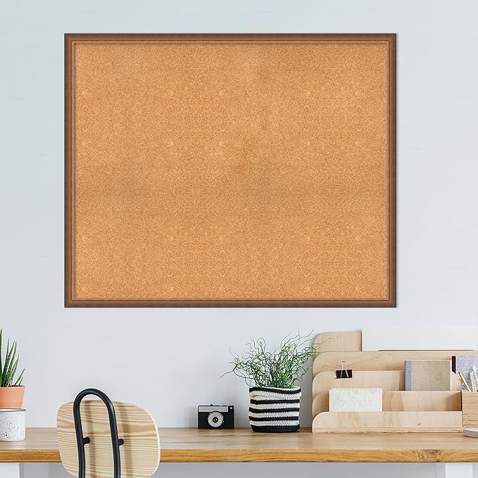 Amanti Art Natural Cork Board for Wall, 38x46 Vision Board with Bronze Frame, Oversize Corkboard Office Decor for Home Organization, Modern Corkboard Pinboard to Display Items for Home Organization-DeskLoop Office