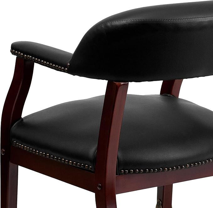 EMMA + OLIVER Black Vinyl Luxurious Conference Chair with Casters-DeskLoop Office