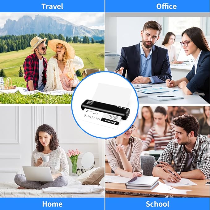 Rongta Portable Printers Wireless for Travel, 300DPI WiFi & Bluetooth Mobile Thermal Inkless Printer for School/Office/Home Use, Compatible with Android,iOS & Laptop,Black (F82)-DeskLoop Office