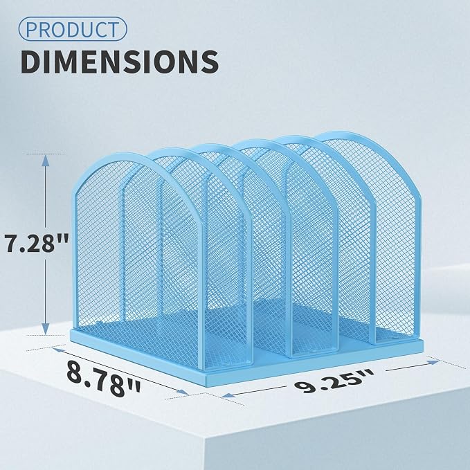 Gawerk 5-Section Vertical Desktop Organizer, 5-Section Mesh File Folder Stand - Image 2