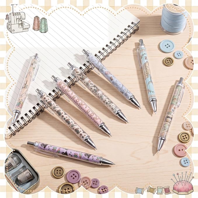 Ireer 8 Pcs Ballpoint Pens for Women 1.00 mm Cute Black Ink Pens Fine Point - Image 4