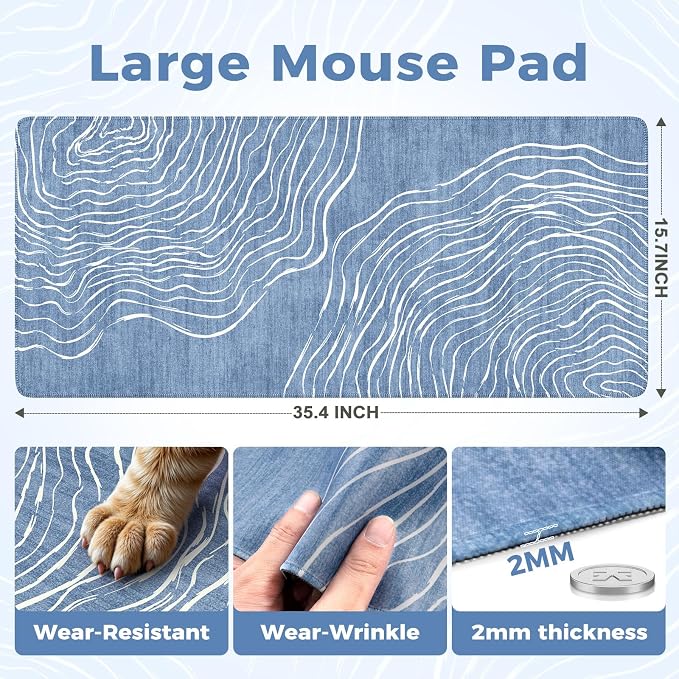 iCasso Desk Cover Mat, Extended Long Mouse Pad - Image 3