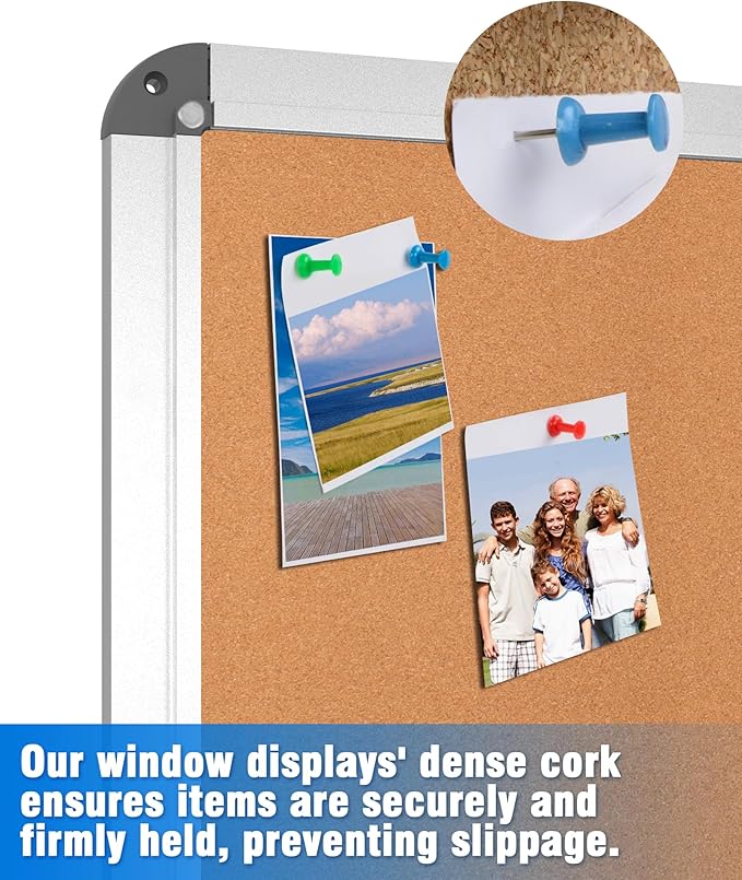 2 Pack 36"x24" Enclosed Bulletin Board, Lockable Weather-Resistant Aluminum Cork Noticeboard for School & Office, Silver Frame w/Cork-DeskLoop Office