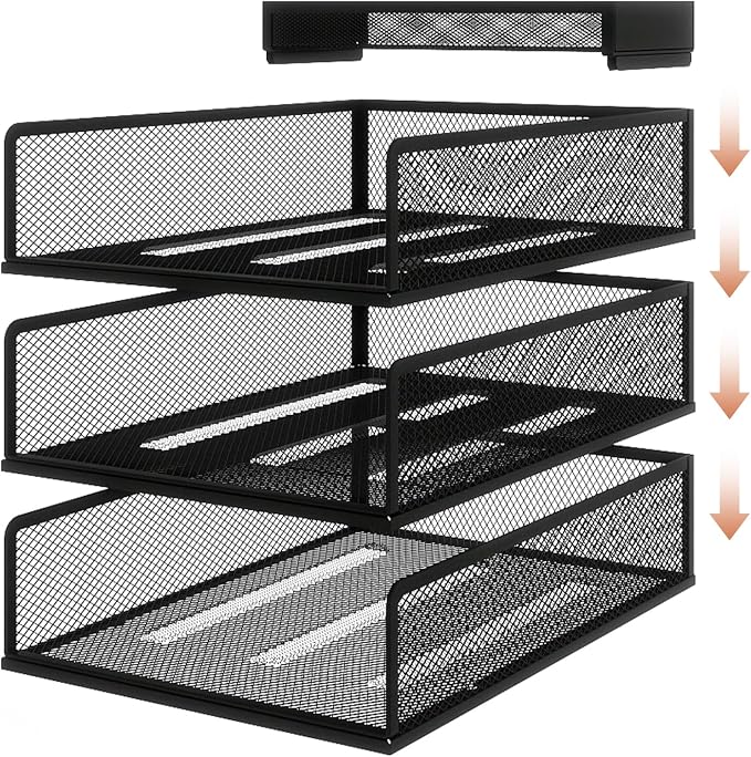 Natwind 3-Tier Stackable Metal Mesh Letter Paper Tray Organizer, Mail Tray - Image 7