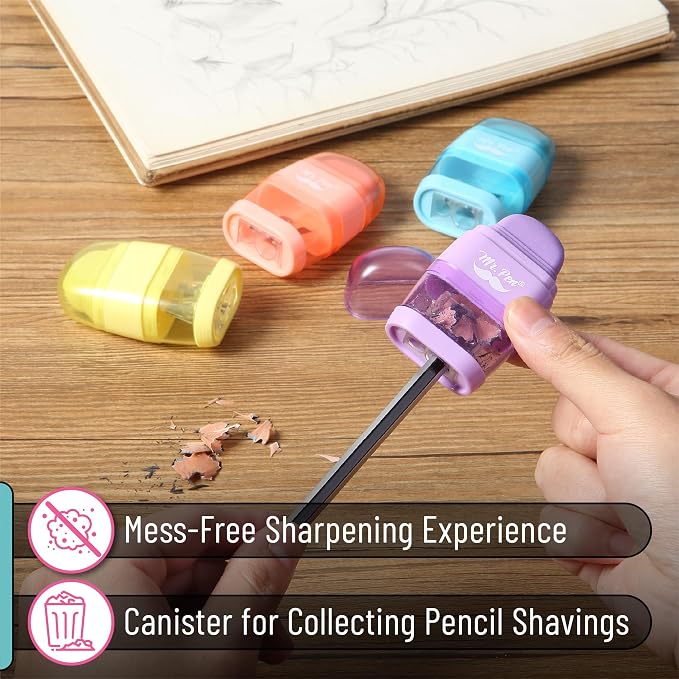 Mr. Pen- Pencil Sharpener & Eraser, 4 Pack | 2-in-1 Manual Sharpeners - Image 6