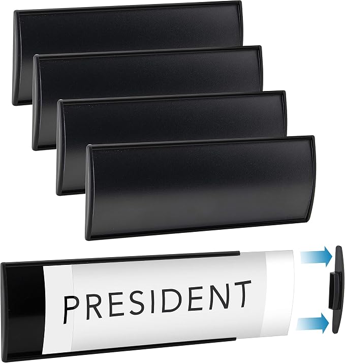 Set of 6 –Sturdy & Elegant Black Aluminum Wall Mount Name Plate Holder by GlossyEnd
