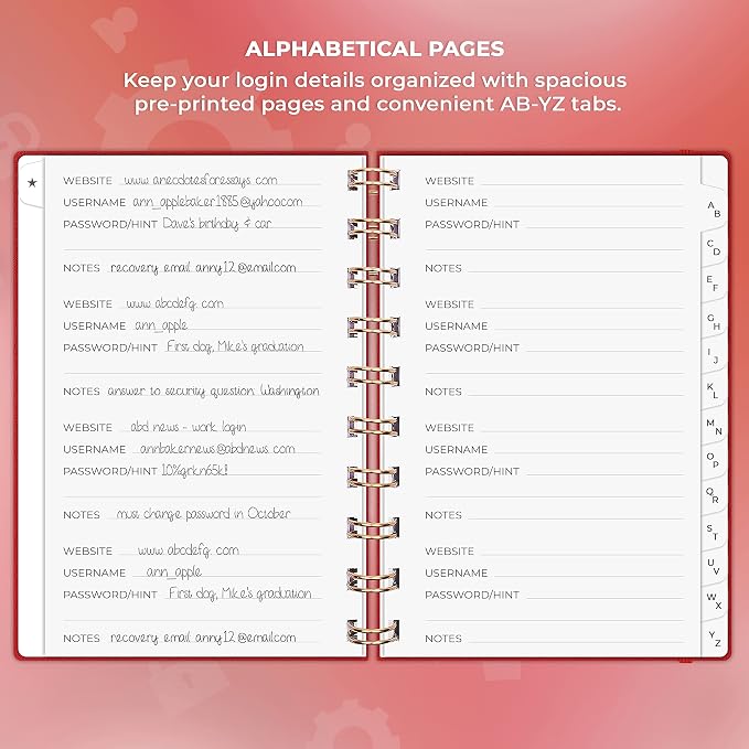 Clever Fox Password Book Spiral – Mini Internet Address & Password Organizer - Image 3