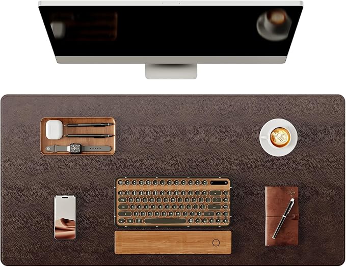 YSAGi Genuine Leather Desk Mat, 35.4"X17" Office Desk Pad, Thick Premium Table by YSAGi
