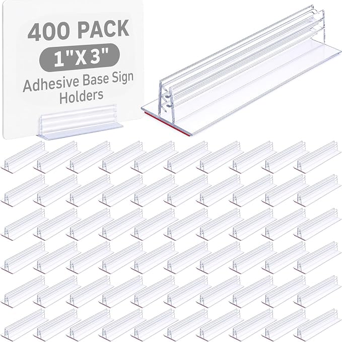 Fulmoon 400 Pcs Sign Holder, Adhesive Base Sign Holders Multiple Uses by Fulmoon