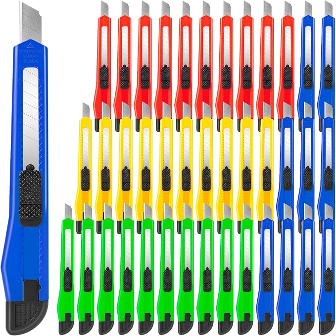 TIFICAL 40 Pack Utility Knife Box Cutter Retractable, 9mm Snap-Off Box Cutters by TIFICAL