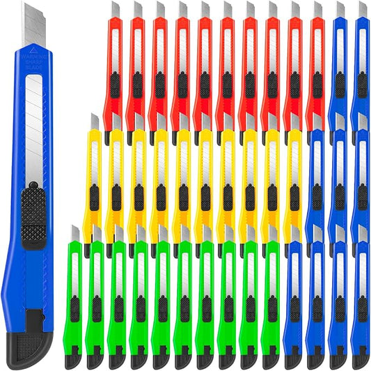 TIFICAL 40 Pack Utility Knife Box Cutter Retractable, 9mm Snap-Off Box Cutters by TIFICAL