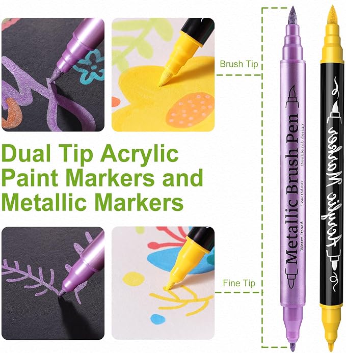 nauets 48 Pack Metallic & Acrylic Paint Markers Set - Image 3