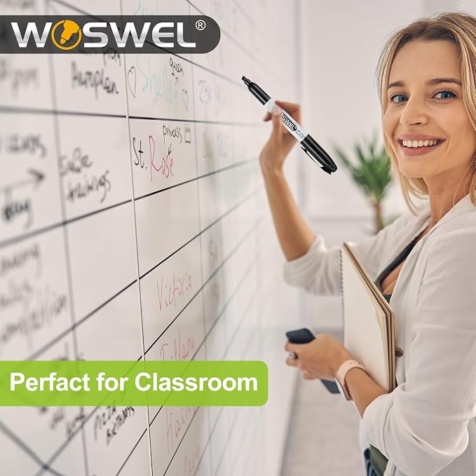 WOSWEL Dry Erase Markers, 24 Pack Black Chisel Tip Whiteboard Markers, Chisel - Image 4