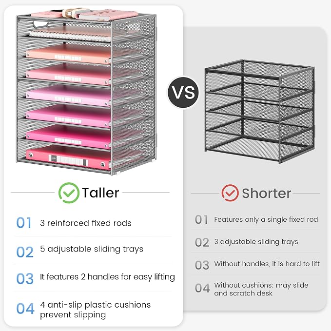 Lavatino 8-Tier Office Desk File Organizer, Letter Tray Paper Organizer - Image 6
