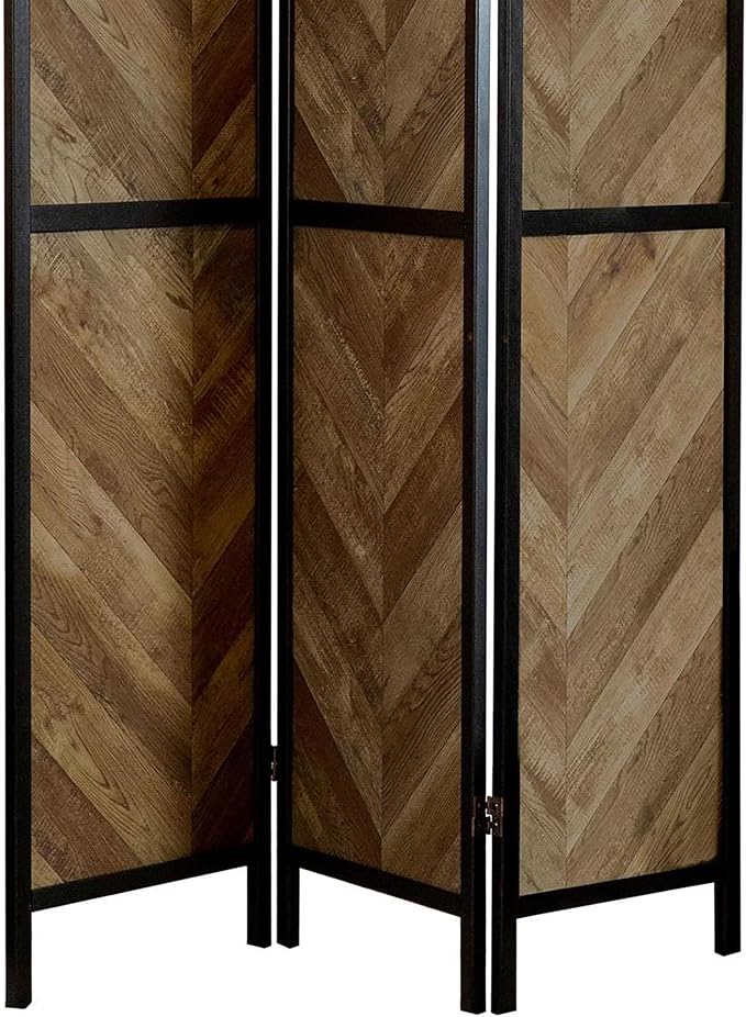 NicBex Room Divider 3 Panel Room Dividers with Herringbone Pattern Partition Room Dividers and Folding Privacy Screens Wall Divider for Home, Room Separation,52"W x 0.75"D x 70.25"H, Rustic Tobacco-DeskLoop Office