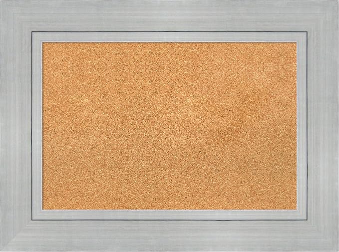 Amanti Art Natural Cork Board for Wall, 23x31 Vision Board with Silver Wood Frame, Medium Corkboard Office Decor for Home Organization, Casual Corkboard Pinboard to Display Items for Home-DeskLoop Office