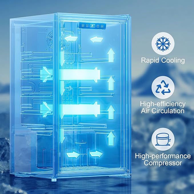 Beverage Refrigerator Cooler, 120 Can Drink Fridge with Glass Door for Soda Beer or Wine, Digital Temperature Control, Mini Fridge for Bedroom, Bar, Office (Black, 3.23 Cu.Ft)-DeskLoop Office