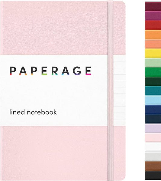 PAPERAGE Lined Journal Notebook, (Blush), 160 Pages, Medium 5.6 in x 8 in - 100 GSM Thick Paper – Hardcover Journaling Notebook for Work, School & Note Taking-DeskLoop Office