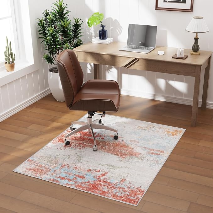 40"x50" Modern Abstract Office Chair Rug, Under Desk Rugs by FeelLifeEnjoyLifelmmerseYourselfInLife