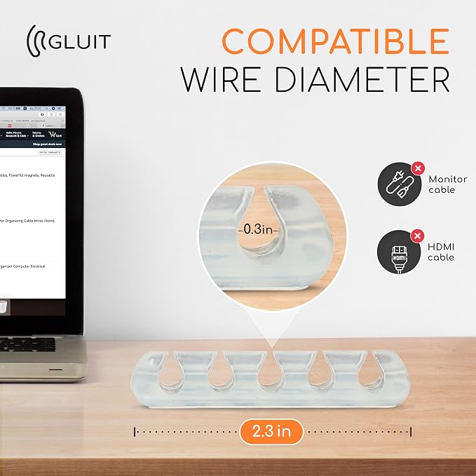 GLUIT Adhesive Desktop Cable Organizer Versatile Cord Holders Wire Clips and - Image 4