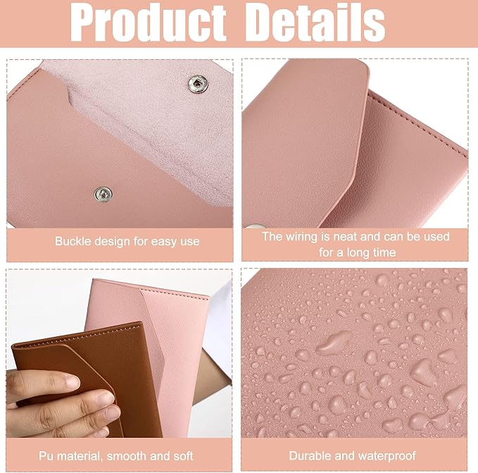 Frienda 3 Pieces Leather Cash Envelopes Wallet Budget Envelope Wallet Bag - Image 3