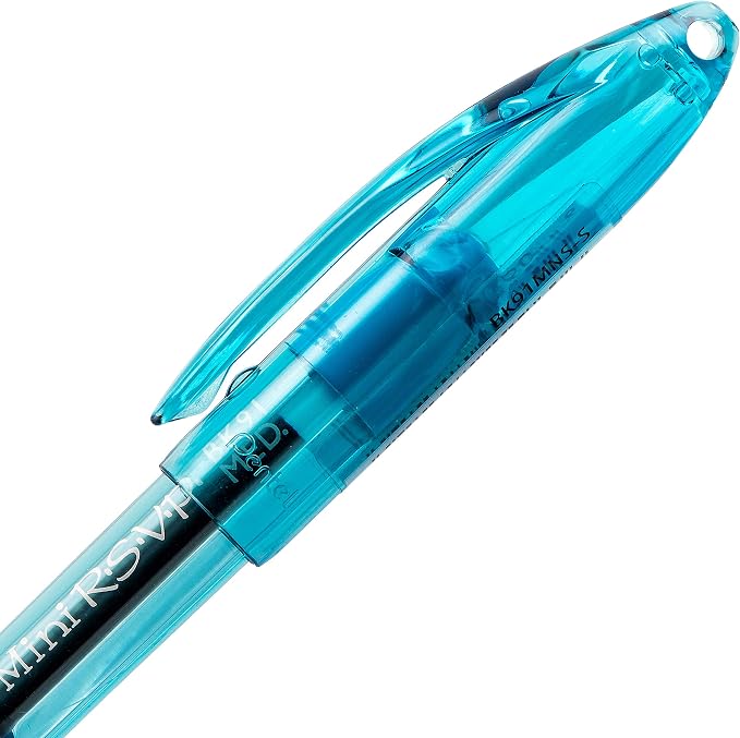 Pentel RSVP Mini Ballpoint Pen, Medium Line, Sky Blue Ink, 12 pack - Image 4
