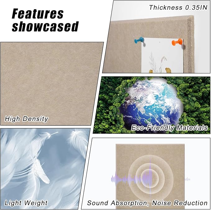 Large Cork Board 36" x 24", 6 Pack Felt Bulletin Board - Image 5