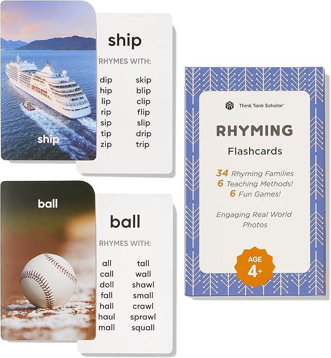 Award-Winning Rhyming Words Flash Cards by ThinkTankScholar