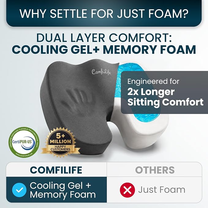 ComfiLife Extra Large Gel & Memory Foam Seat Cushion - Image 4