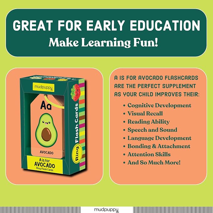 Mudpuppy A is for Avocado — Ring Flashcards 26 Durable Double Sided Alphabet - Image 6