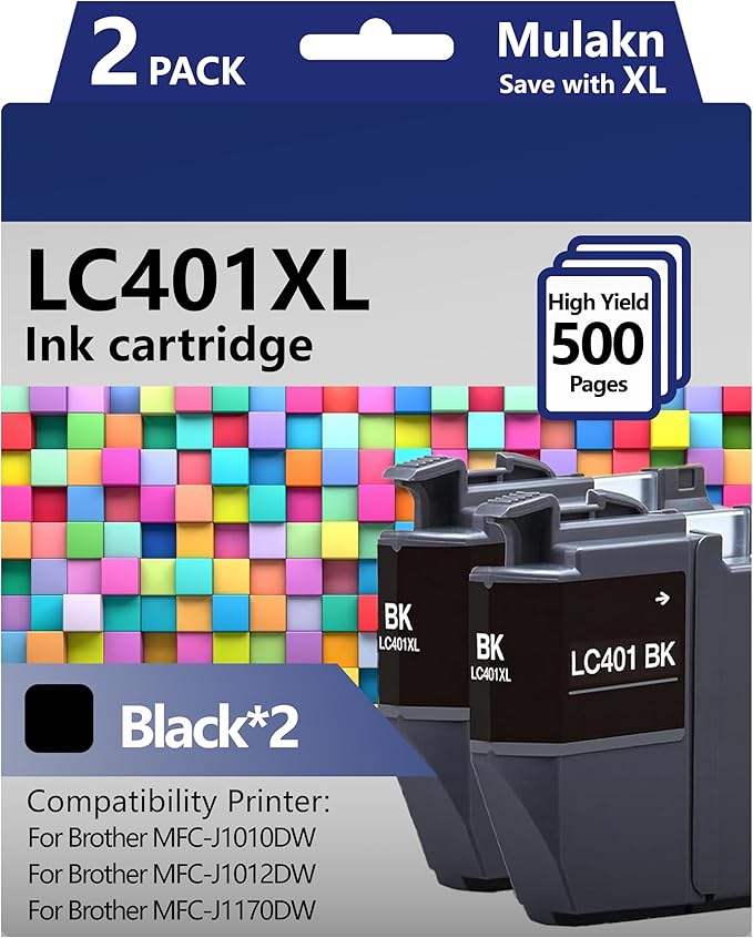 for Brother LC401XL LC406XL Ink Cartridges (2BK LC406XL Ink Cartridges)-DeskLoop Office