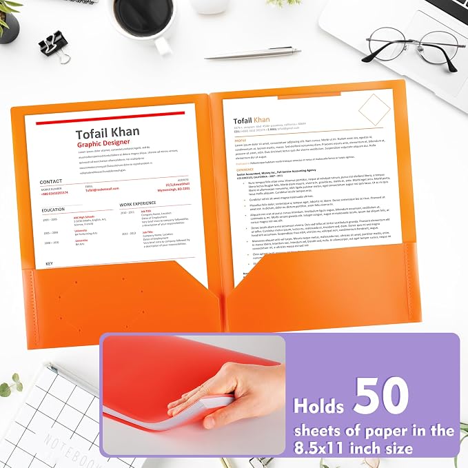 pmybupo Plastic Folders with Pockets, 2 Pocket Poly Folders - Image 4