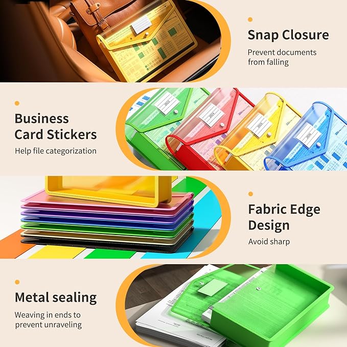 2 Pack Plastic Expanding File Folder, Transparent envelopes - Image 4
