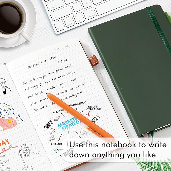 feela Journal Notebook Bulk for School, Hardcover Business Classic Ruled Lined Journals with Pen Holder for Work Office Journaling, with 5 Black Pens, 120 GSM, 5.1”x8.3”, 5 Pack, A5, Vintage Colors-DeskLoop Office