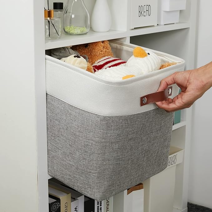 DULLEMELO 13 inch Fabric Storage Cubes 4 Pack Foldable Baskets/Bins for Home Office Organizer Closet, Shelves, Toy, Nursery-DeskLoop Office