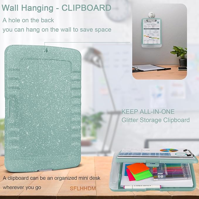 Glitter Clipboard with Storage, Storage Clipboard with Pen Holder, A4 Binder - Image 6