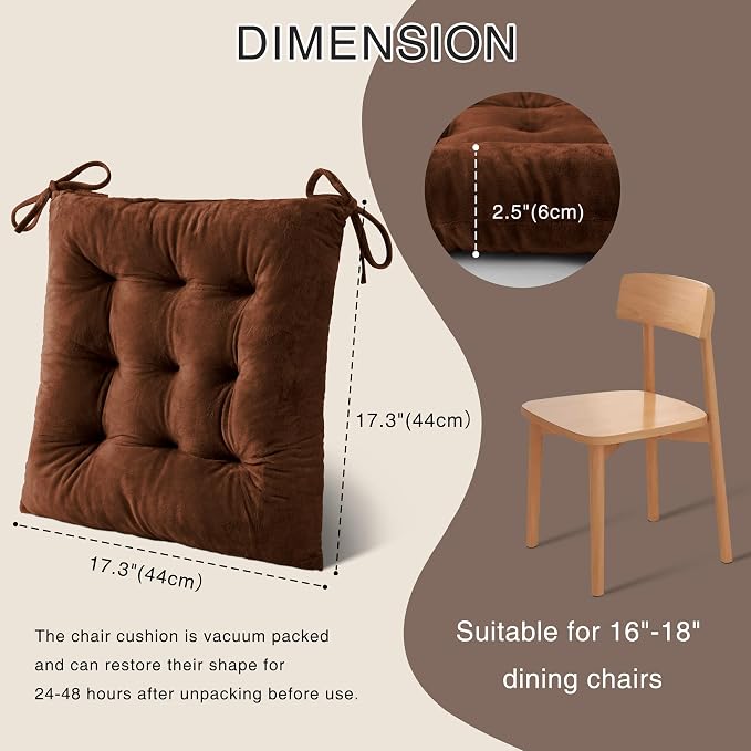 OVOV 2 Pack Chair Cushions for Dining Chairs Soft Seat Cushions for Kitchen - Image 2
