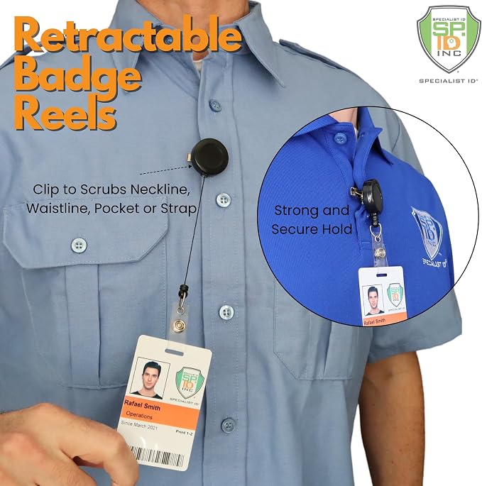 Bulk 25 Pack - Black Retractable Badge Reels - Bulk Premium Black Retractable - Image 3