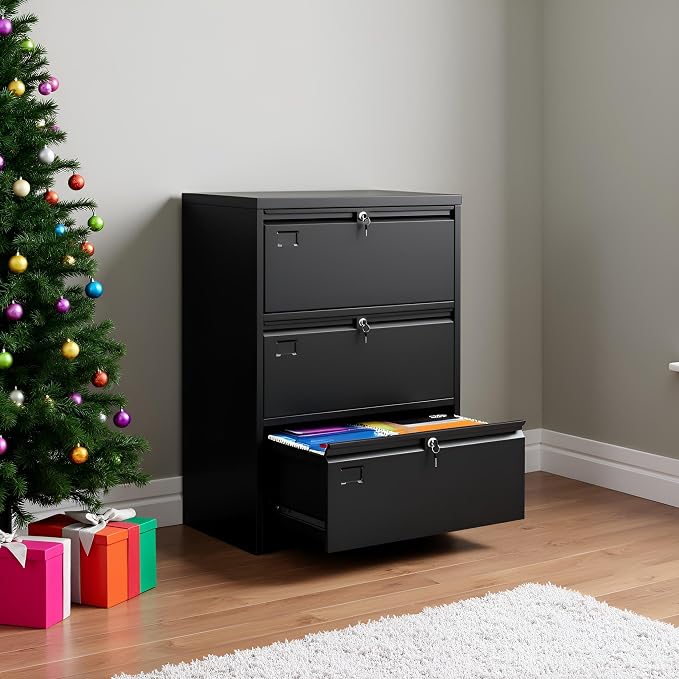 SUXXAN 3 Drawer File Cabinet, Lateral Filing Cabinet - Image 6
