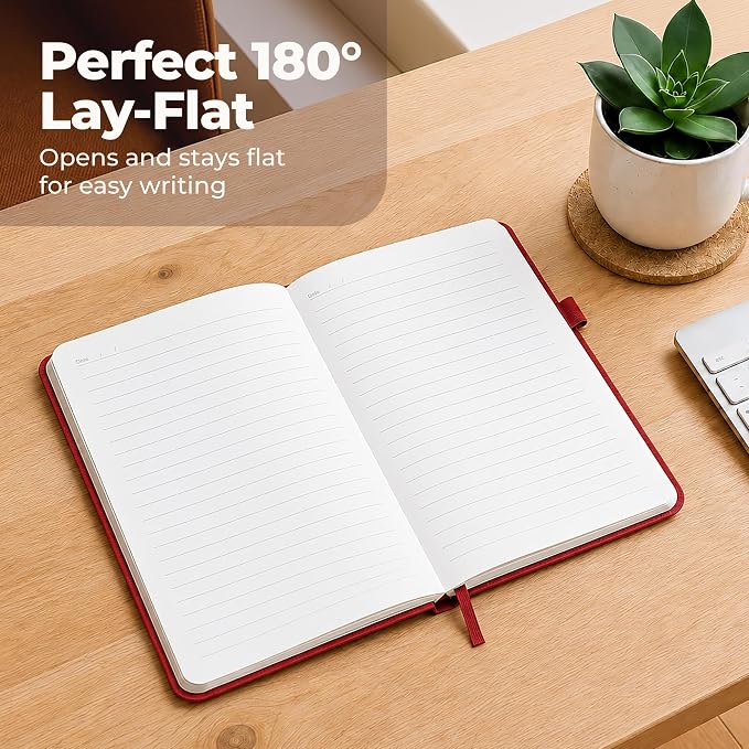 A5 Premium Leather Journal Red 5.8x8.3" Lined Leather Notebook 300 Pages | - Image 4