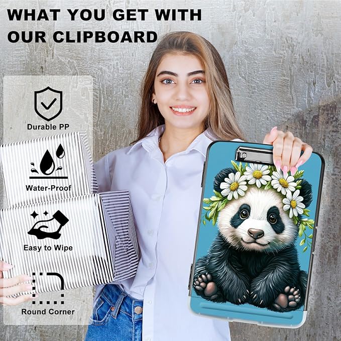 Daisy Panda A4 Clipboard with Storage Pen Holder, Clipboards Organizer Nursing - Image 2
