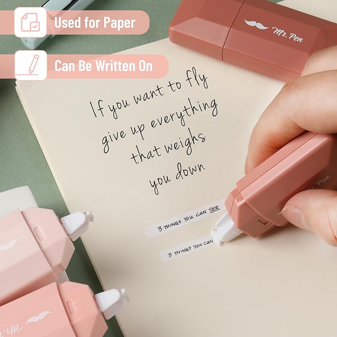 Mr. Pen- Correction Tape, 0.2" x 236", Mocha Blush | Cute Correction Tape - Image 6