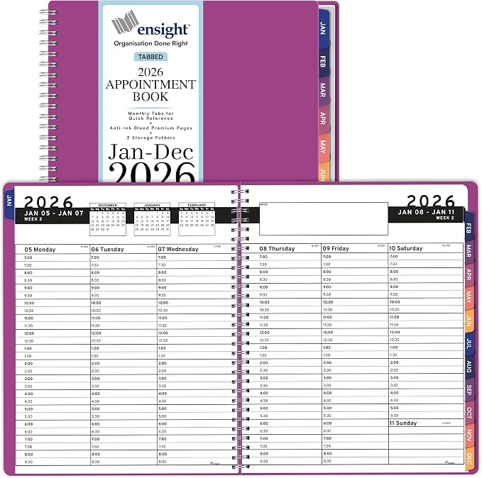 Ensight 2026 Appointment Book and Planner 6.5" x 8.5" Large Hourly Weekly Daily by ensight