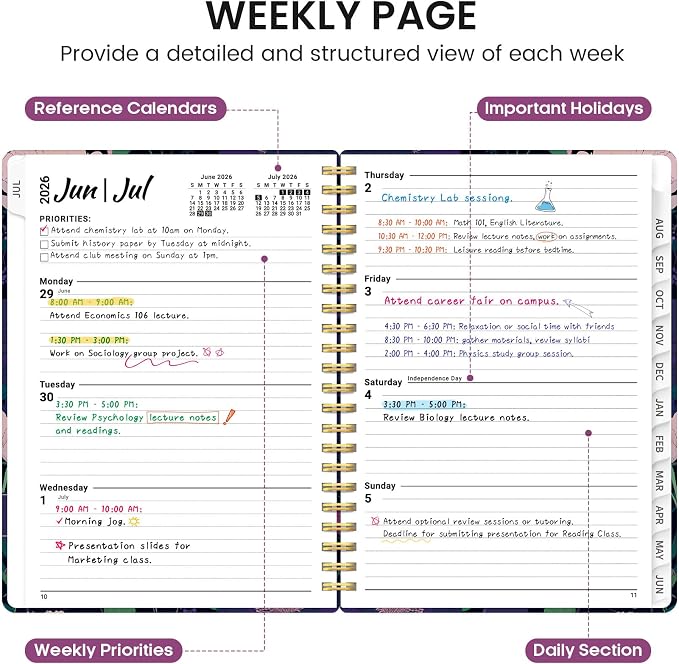 Planner 2026-2027, Academic Monthly and Weekly Calendar Planner - Image 3