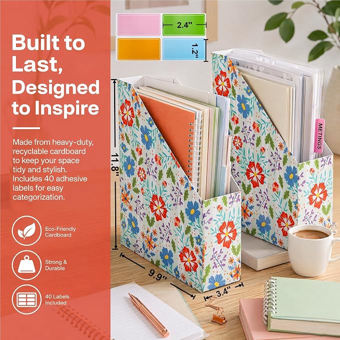 WRINGKIT 20 Pack Cardboard Magazine File Holder, Foldable Magazine Organizer Box - Image 2